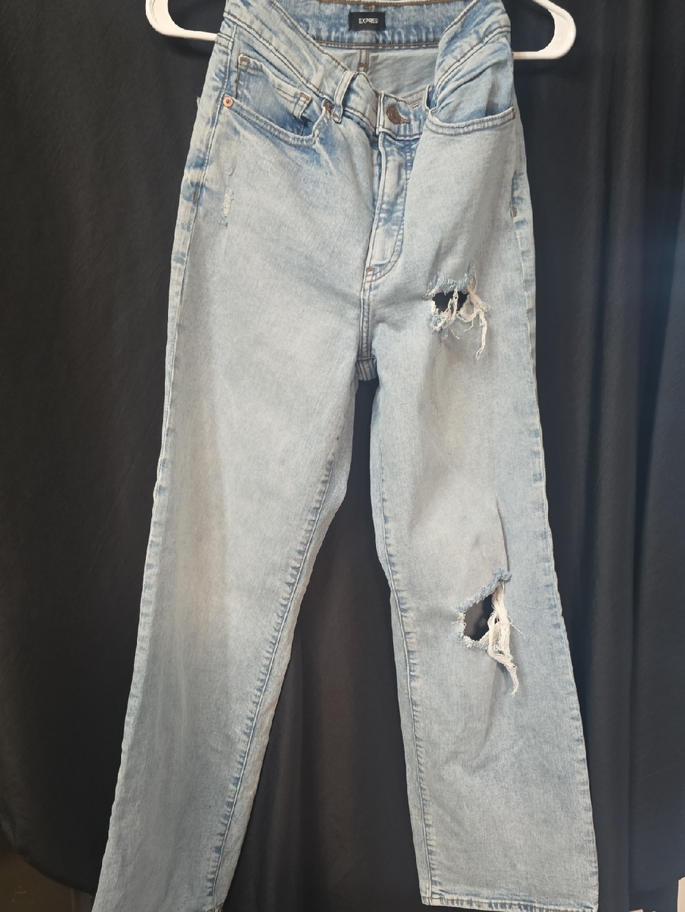 Express Light Wash Distressed Mom Jeans